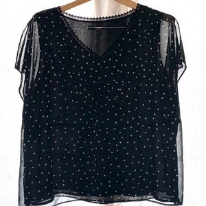 Apostrophe | Sheer black Polkadot Blouse